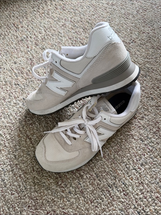 New Balance Shoes - New Balance Beige and White Classic Lace-Up Sneakers